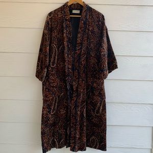 Christian Dior Brown Paisley Robe de Chambre Vintage Velvet Belted Robe pockets